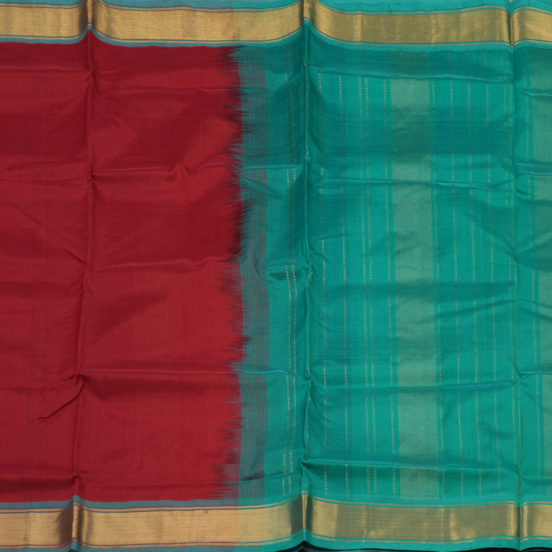 Hayagrivas Pure Silk Cotton Saree in Deep Red with Rama Green HBE440G1-2