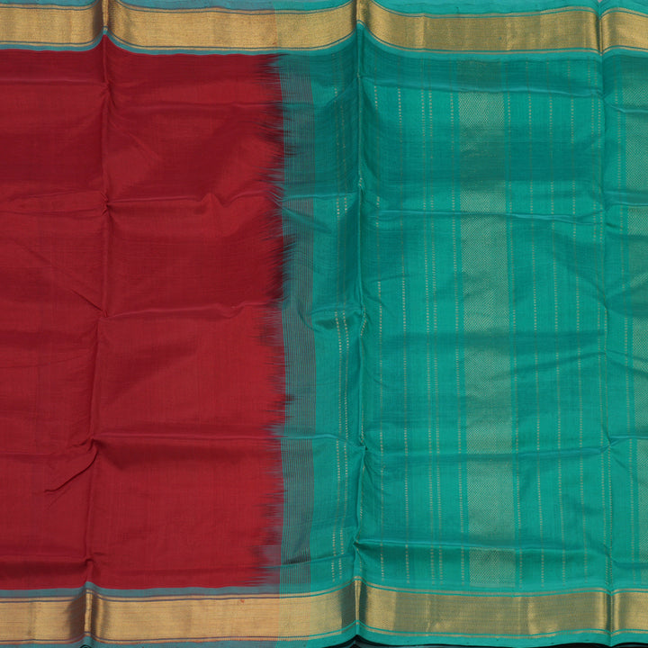 Hayagrivas Pure Silk Cotton Saree in Deep Red with Rama Green HBE440G1-2