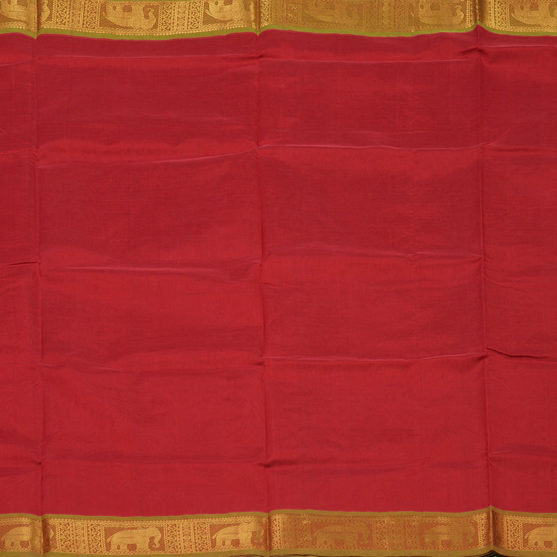 Hayagrivas Pure Silk Cotton Saree in Subtle Red with Apple Green HBE440G1-5