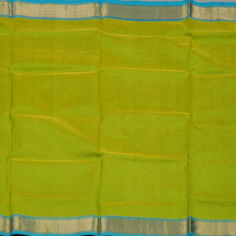 Hayagrivas Pure Silk Cotton Saree in Parrot Green with Aqua Blue HBE440G1-9