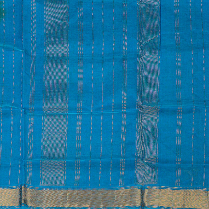 Hayagrivas Pure Silk Cotton Saree in Parrot Green with Aqua Blue HBE440G1-9