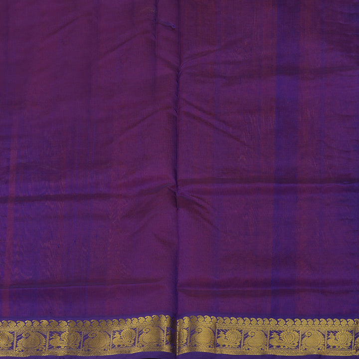Hayagrivas Pure Silk Cotton Saree in Vibrant Orange with Deep Purple HBE440G2-10