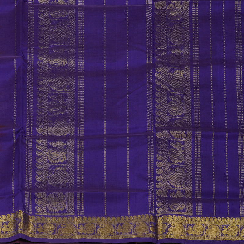 Hayagrivas Pure Silk Cotton Saree in Vibrant Orange with Deep Purple HBE440G2-10