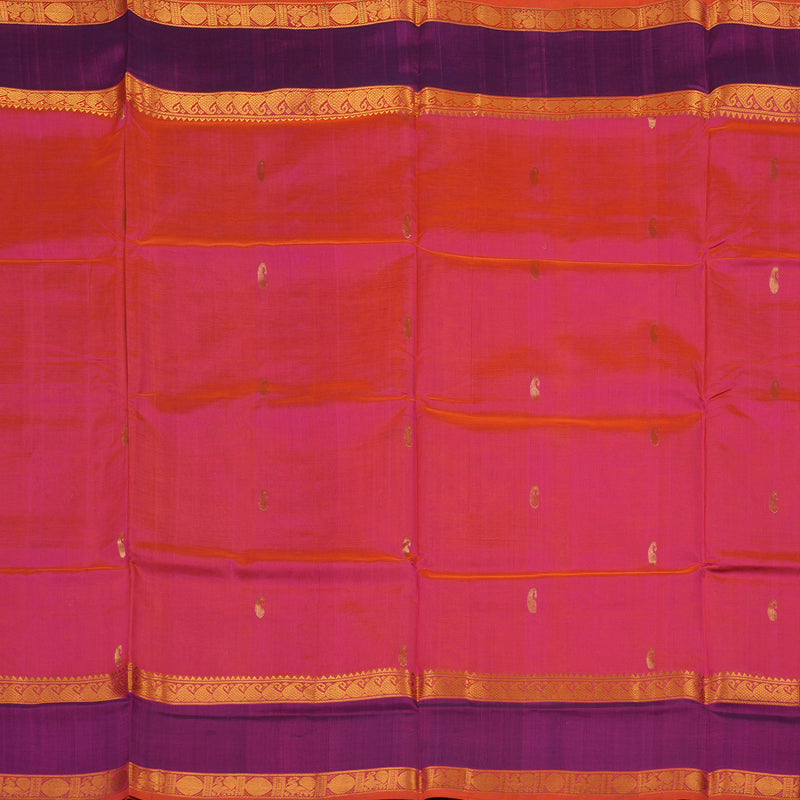 Hayagrivas Pure Silk Cotton Saree in Bright Pink with Royal Blue HBE440G2-5