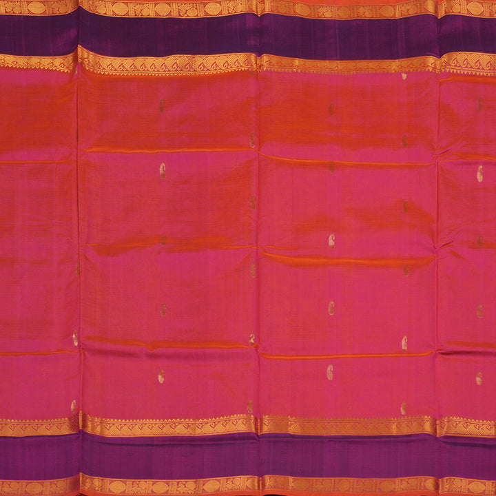 Hayagrivas Pure Silk Cotton Saree in Bright Pink with Royal Blue HBE440G2-5