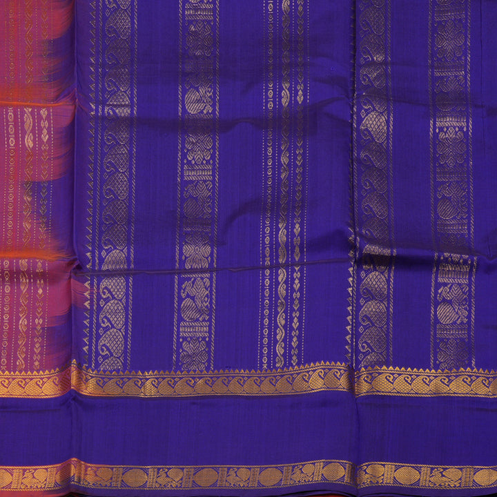 Hayagrivas Pure Silk Cotton Saree in Bright Pink with Royal Blue HBE440G2-5