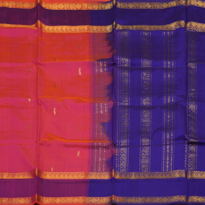 Hayagrivas Pure Silk Cotton Saree in Bright Pink with Royal Blue HBE440G2-5