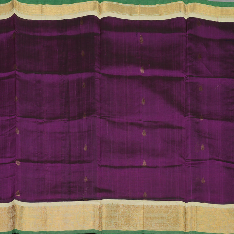 Hayagrivas Pure Silk Cotton Saree in Rich Plum Purple with Ivory HBE441G5-1