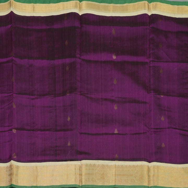Hayagrivas Pure Silk Cotton Saree in Rich Plum Purple with Ivory HBE441G5-1