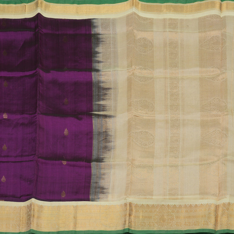 Hayagrivas Pure Silk Cotton Saree in Rich Plum Purple with Ivory HBE441G5-1
