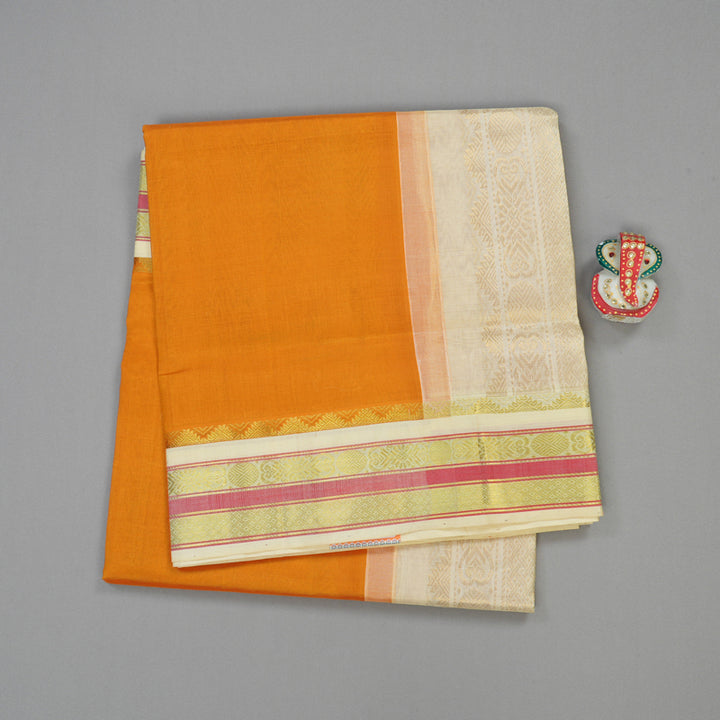 Hayagrivas Handloom Pure Silk Cotton Saree in Mango Yellow with Half White KBE446E1-1