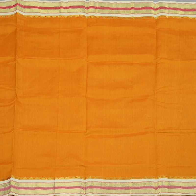 Hayagrivas Handloom Pure Silk Cotton Saree in Mango Yellow with Half White KBE446E1-1
