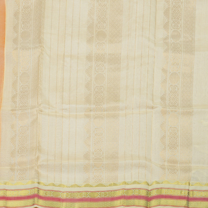 Hayagrivas Handloom Pure Silk Cotton Saree in Mango Yellow with Half White KBE446E1-1
