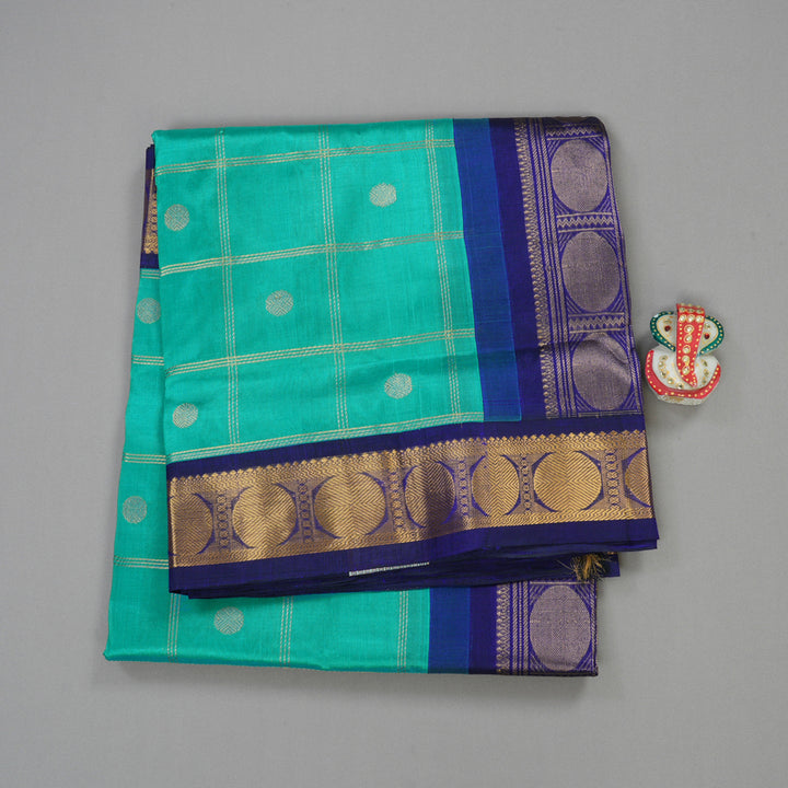 Hayagrivas Pure Silk Cotton Saree in Sea Blue with Blue KBE446E11-12