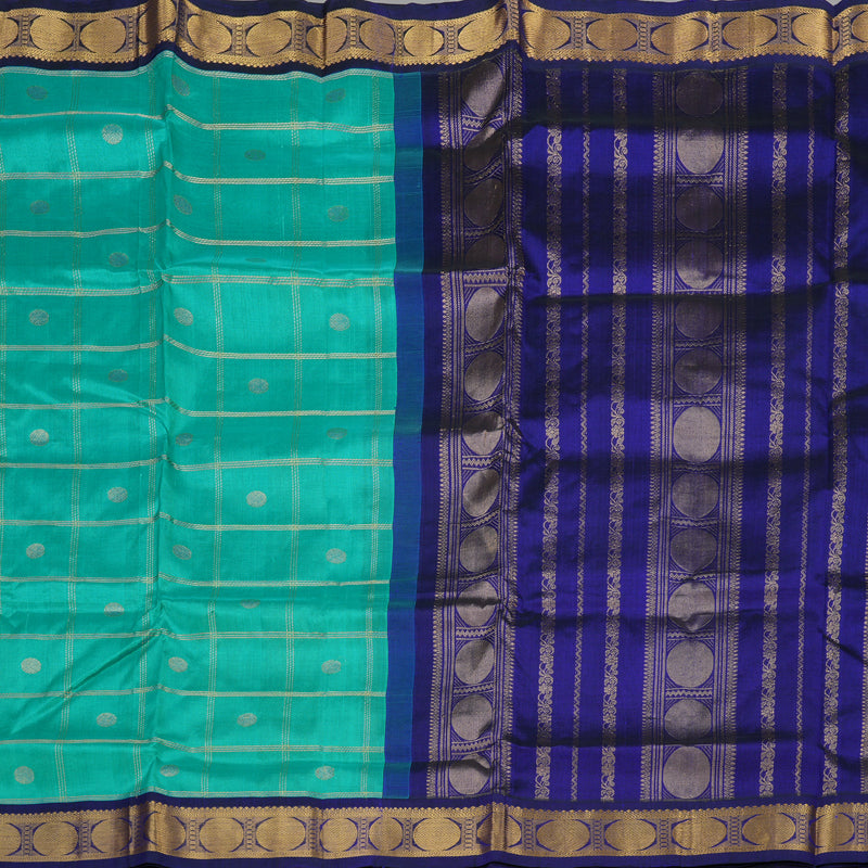 Hayagrivas Pure Silk Cotton Saree in Sea Blue with Blue KBE446E11-12