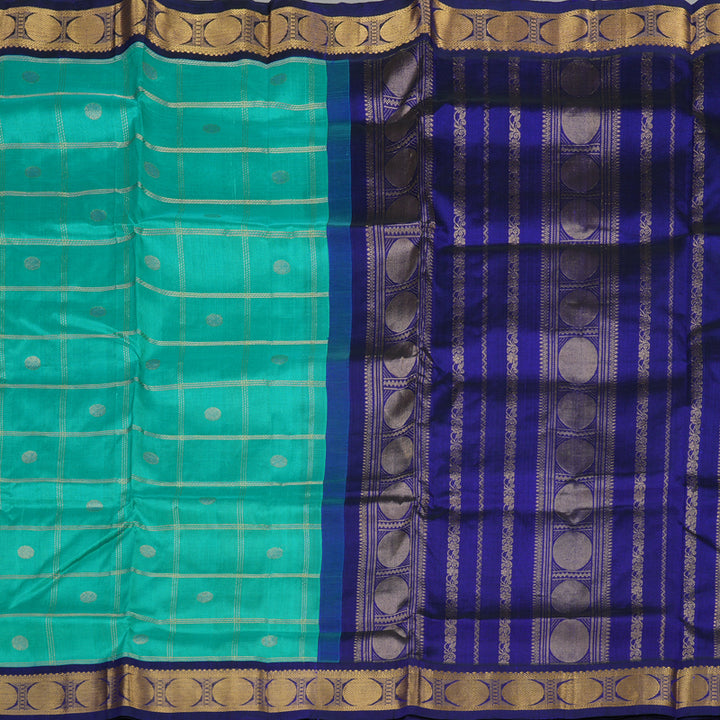Hayagrivas Pure Silk Cotton Saree in Sea Blue with Blue KBE446E11-12
