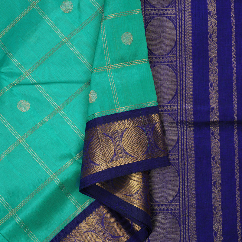 Hayagrivas Pure Silk Cotton Saree in Sea Blue with Blue KBE446E11-12