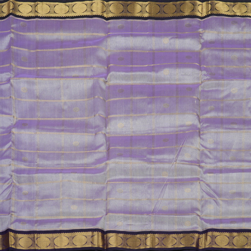 Hayagrivas Handloom Pure Silk Cotton Saree in Lilac with Purple Jari Checks KBE446E11-7