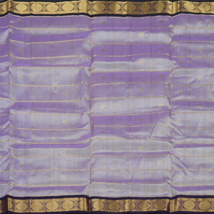 Hayagrivas Handloom Pure Silk Cotton Saree in Lilac with Purple Jari Checks KBE446E11-7