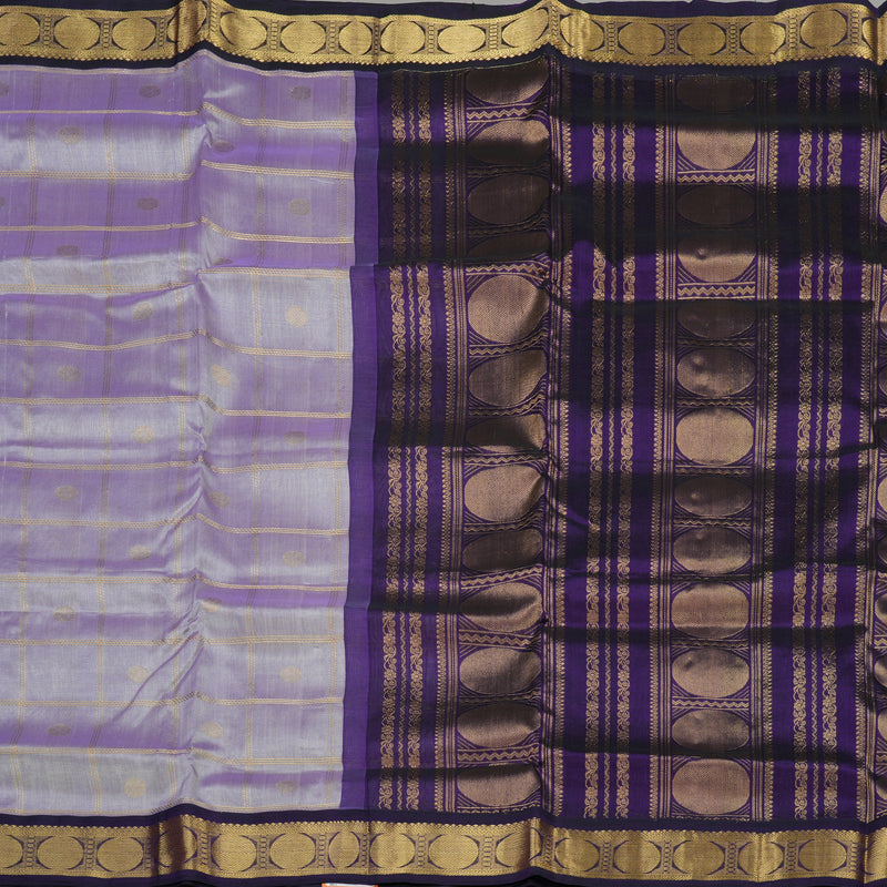 Hayagrivas Handloom Pure Silk Cotton Saree in Lilac with Purple Jari Checks KBE446E11-7