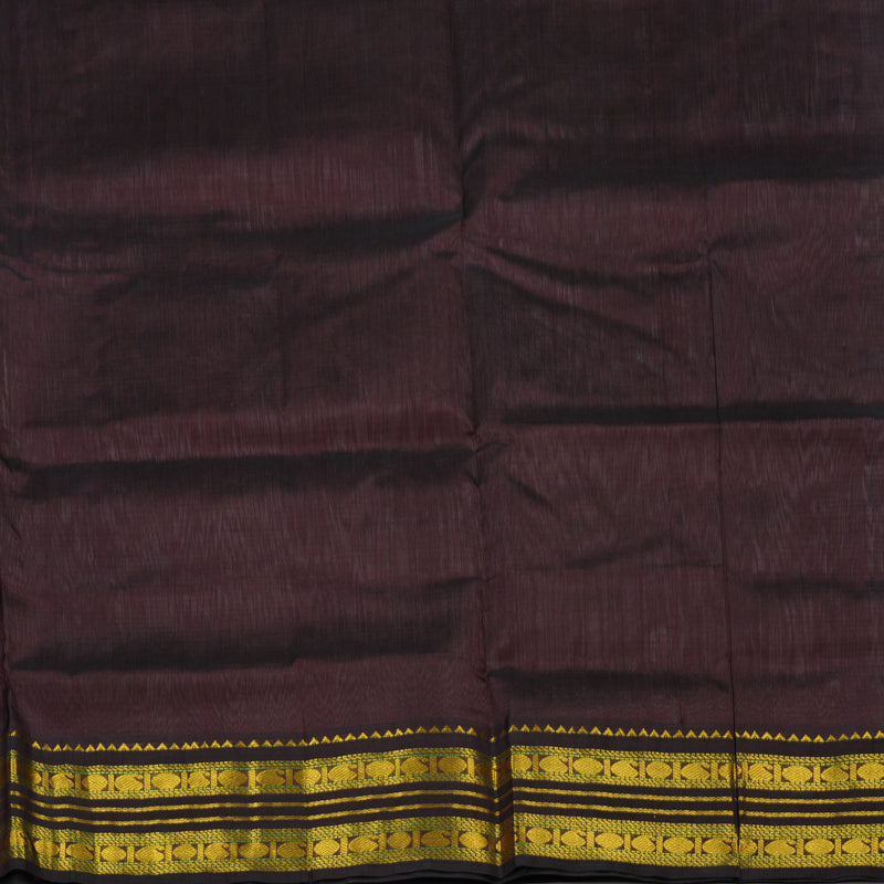 Hayagrivas Pure Silk Cotton Saree in Ash Grey with Dark Brown KBE446E8-12