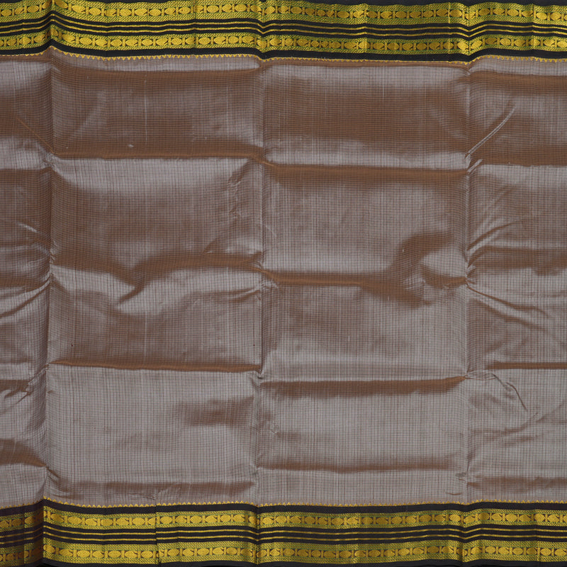 Hayagrivas Pure Silk Cotton Saree in Ash Grey with Dark Brown KBE446E8-12