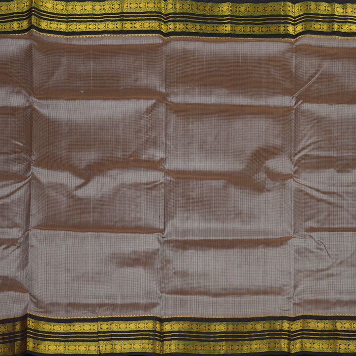 Hayagrivas Pure Silk Cotton Saree in Ash Grey with Dark Brown KBE446E8-12