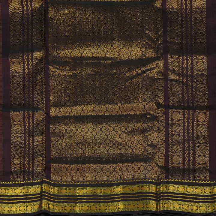 Hayagrivas Pure Silk Cotton Saree in Ash Grey with Dark Brown KBE446E8-12