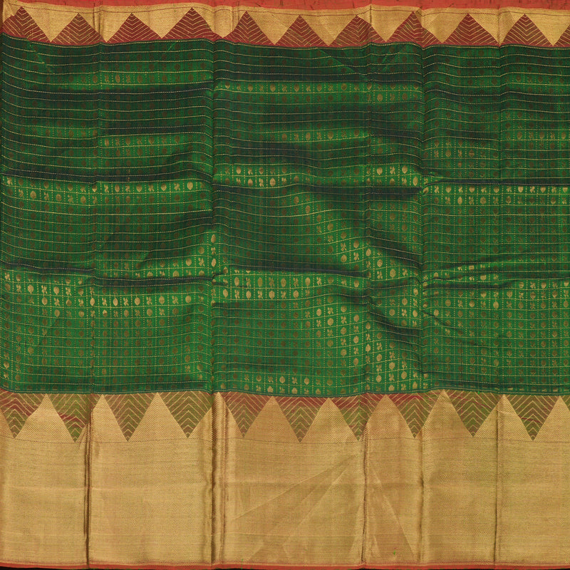 Hayagrivas Green Pure Silk Cotton Saree with Red Border HBE462H2-16