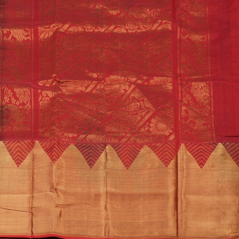 Hayagrivas Green Pure Silk Cotton Saree with Red Border HBE462H2-16