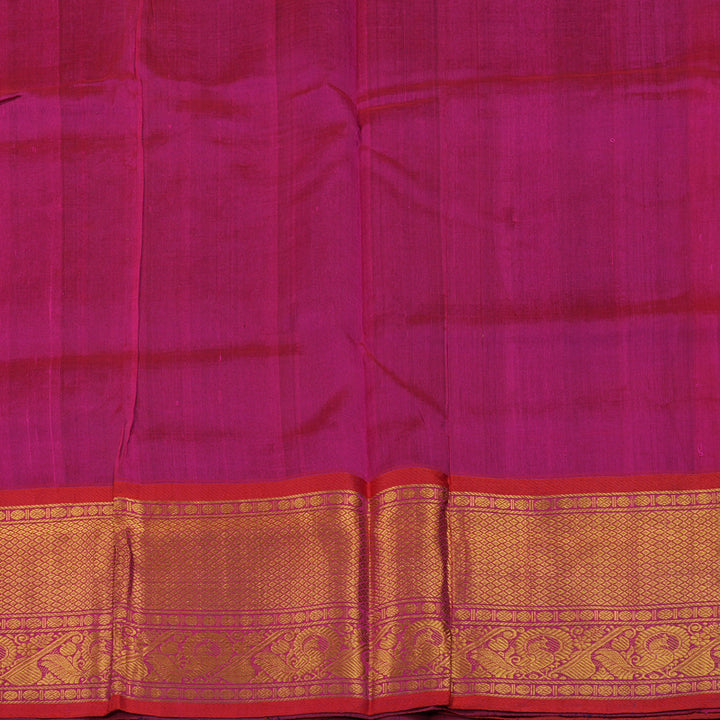Hayagrivas Midnight Blue Pure Silk Cotton Saree with Red Border HBE462H2-2