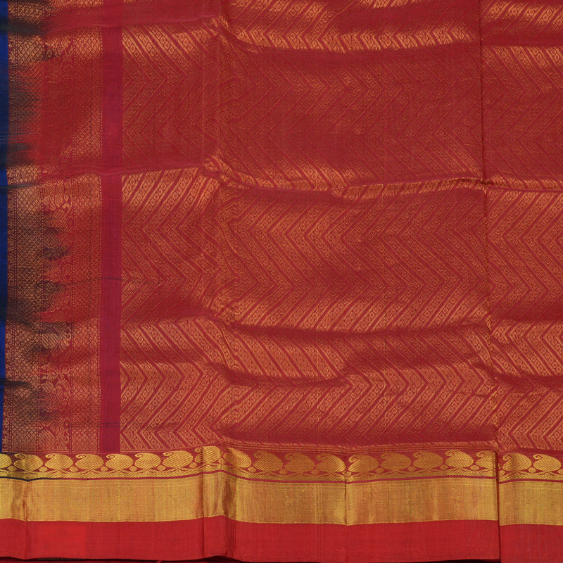 Hayagrivas Royal Blue Pure Silk Cotton Saree with Red Border HBE462H4-15