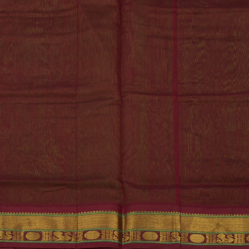 Hayagrivas Parrot Green Silk Cotton Saree with Brown Border HBE462H4-46