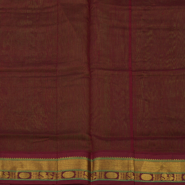 Hayagrivas Parrot Green Silk Cotton Saree with Brown Border HBE462H4-46