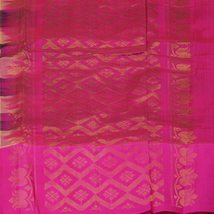 Hayagrivas Multicolour Pure Silk Cotton Saree with Rani Pink Border HBE462H7-15