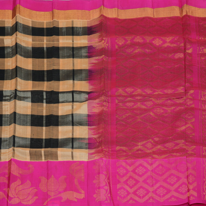 Hayagrivas Multicolour Pure Silk Cotton Saree with Rani Pink Border HBE462H7-15