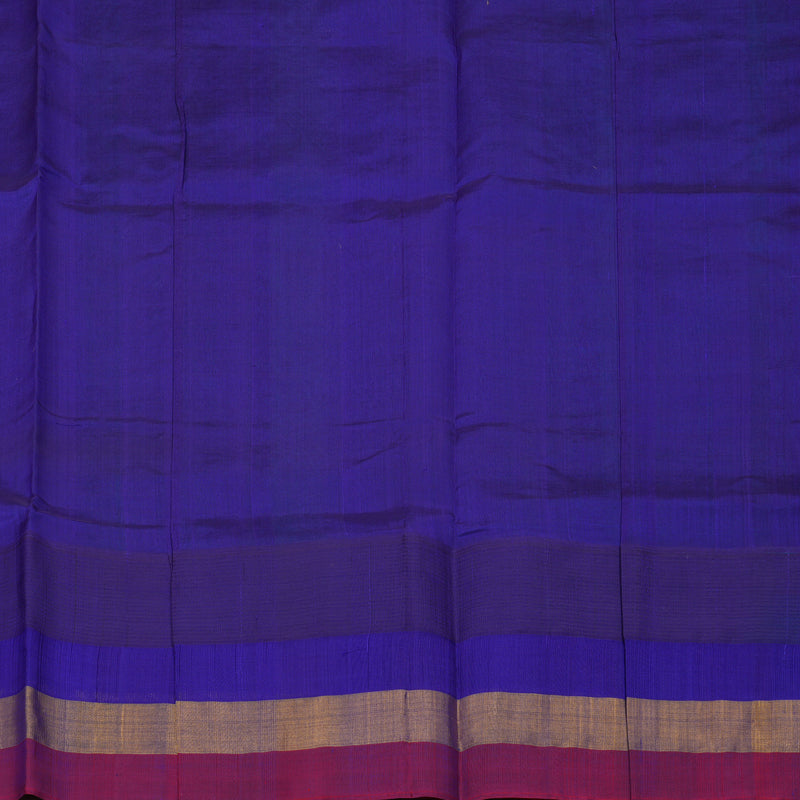 Hayagrivas Pure Silk Cotton Rama Blue Saree with Red Border HBE462H7-32