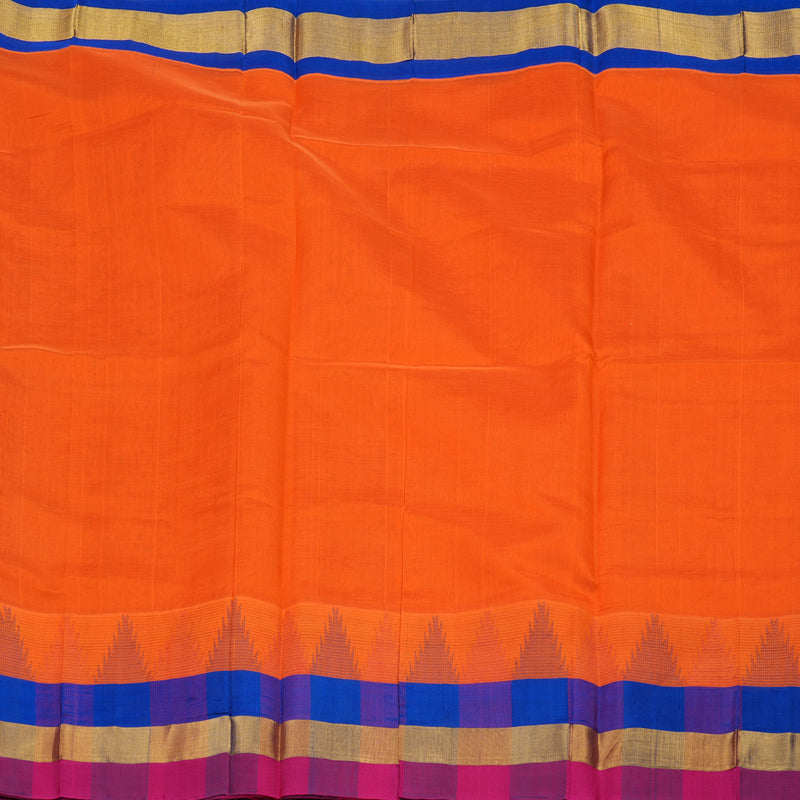 Hayagrivas Orange Pure Silk Cotton Saree with Multicolour Border HBE462H7-36