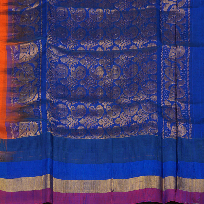 Hayagrivas Orange Pure Silk Cotton Saree with Multicolour Border HBE462H7-36