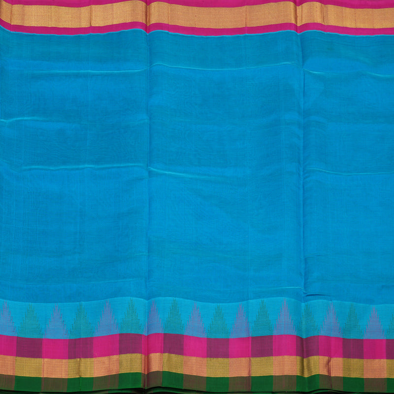 Hayagrivas Aqua Blue Pure Silk Cotton Saree with Multicolour Border HBE462H7-41
