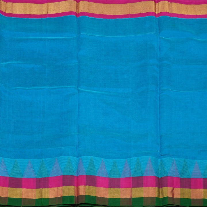 Hayagrivas Aqua Blue Pure Silk Cotton Saree with Multicolour Border HBE462H7-41
