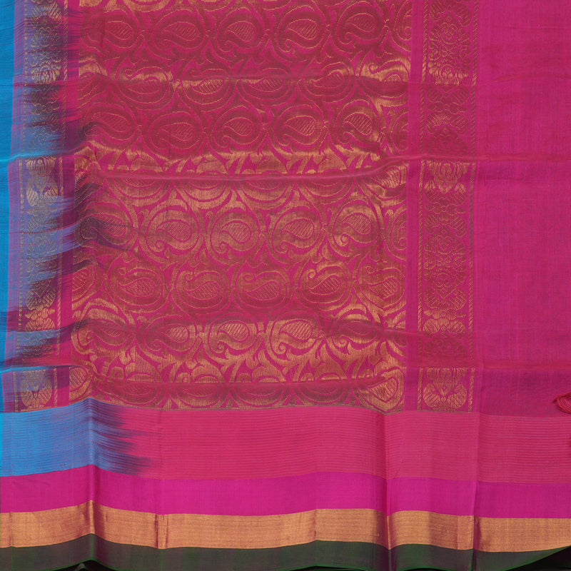 Hayagrivas Aqua Blue Pure Silk Cotton Saree with Multicolour Border HBE462H7-41