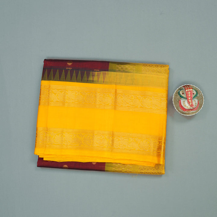 Hayagrivas Araku Maroon Pure Silk Cotton Saree with Yellow Border HBE462H7-5