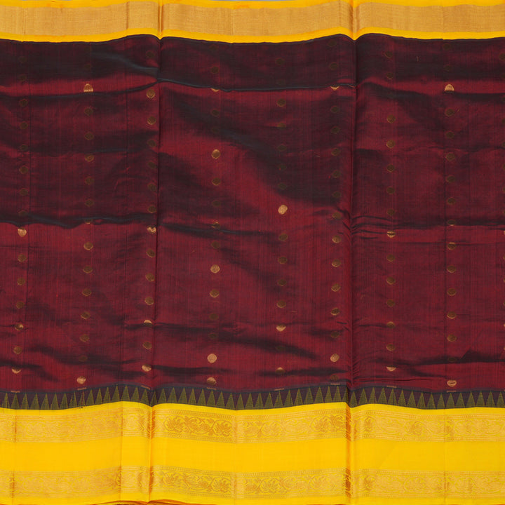 Hayagrivas Araku Maroon Pure Silk Cotton Saree with Yellow Border HBE462H7-5