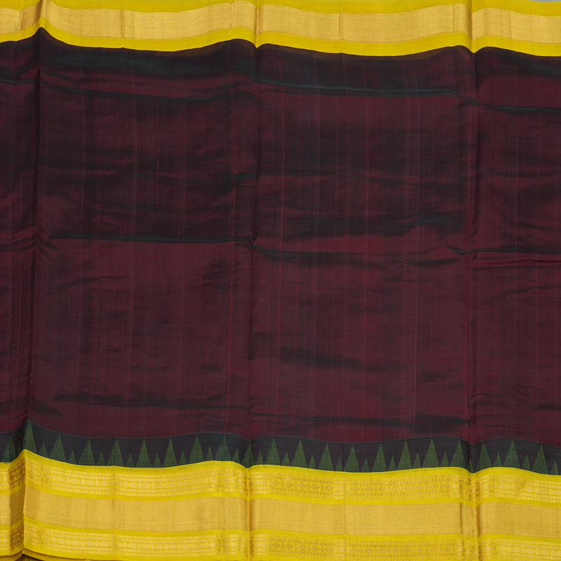 Hayagrivas Araku Brown Pure Silk Cotton Saree with Lemon Yellow Border HBE462H7-51