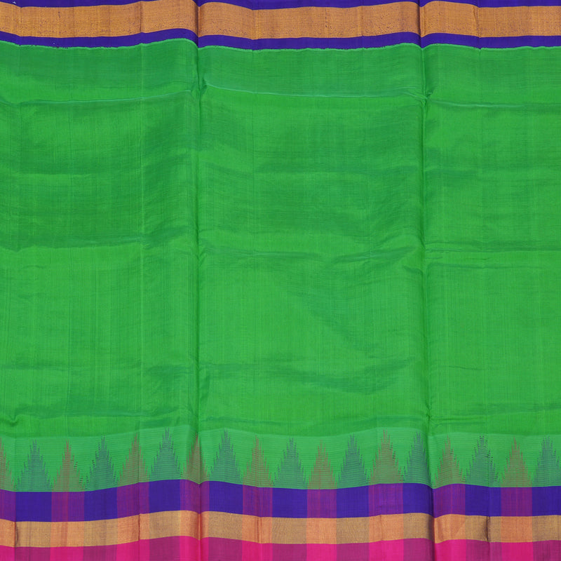 Hayagrivas Parrot Green Pure Silk Cotton Saree with Multicolour Border HBE462H7-56