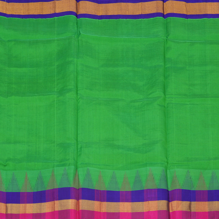 Hayagrivas Parrot Green Pure Silk Cotton Saree with Multicolour Border HBE462H7-56