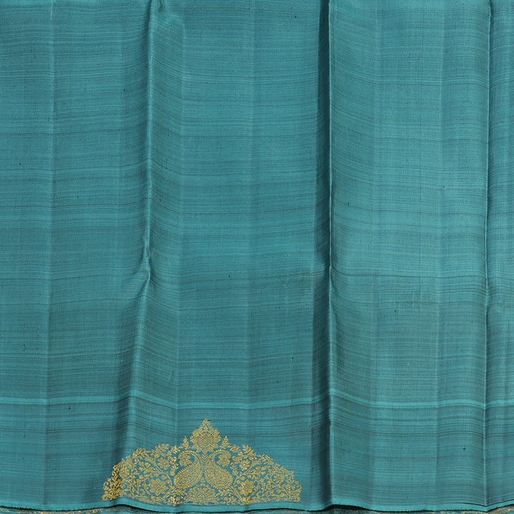 Hayagrivas Exclusive Bridal Kanjivaram Silk Saree in rich Bottle Green with Aqua Blue HBE503H2-1