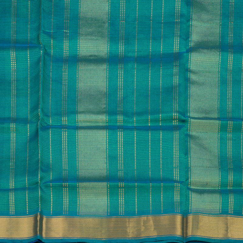Hayagrivas Handloom Pure Silk Cotton Saree in Sea Blue With Blue Checks HBE527H1-2