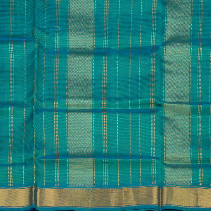 Hayagrivas Handloom Pure Silk Cotton Saree in Sea Blue With Blue Checks HBE527H1-2